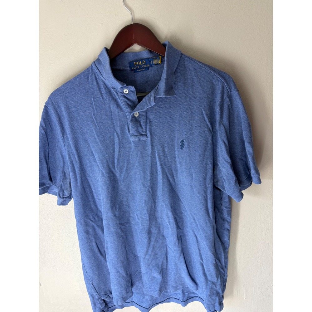 Polo Ralph Lauren Mens Classic Fit Short Sleeve Pique Polo Shirt Blue Large